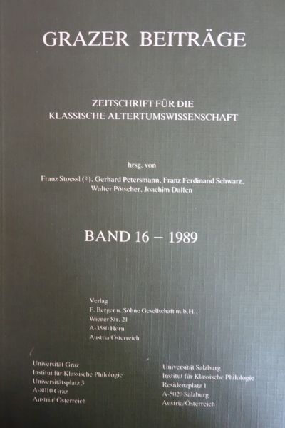 Grazer Beiträge Band 16/1989