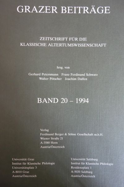 Grazer Beiträge Band 20/1994
