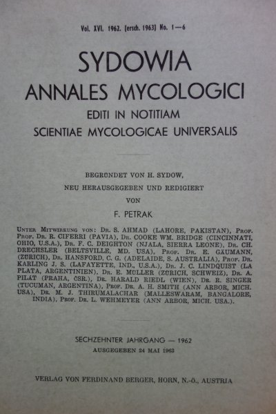 Sydowia Vol. XVI/1962
