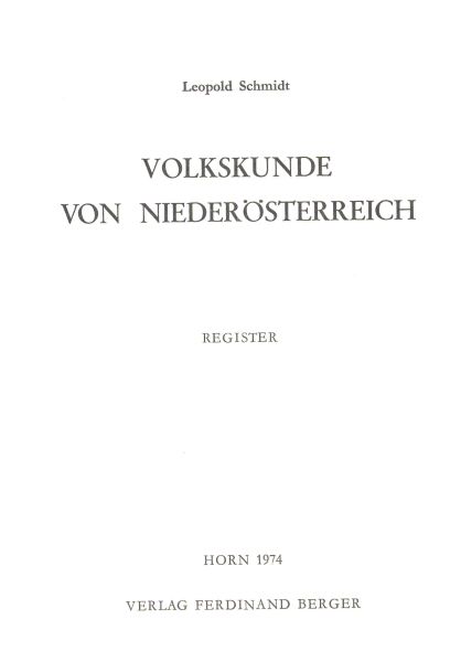 Volkskunde von Niederösterreich