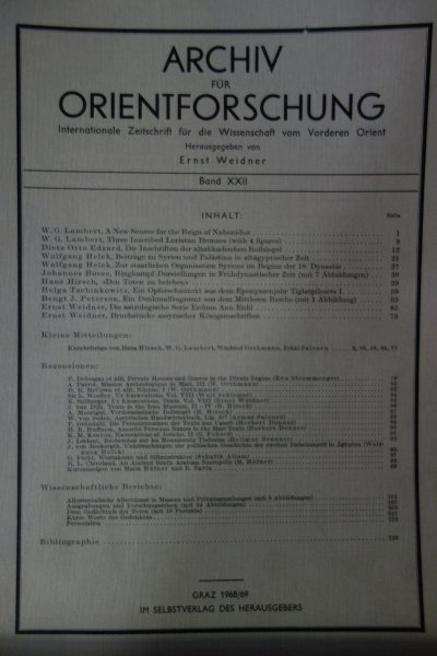 Archiv für Orientforschung Band 22/1968-69