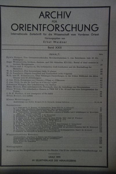 Archiv für Orientforschung Band 23/1970