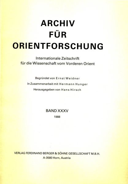 Archiv für Orientforschung Band 35/1988