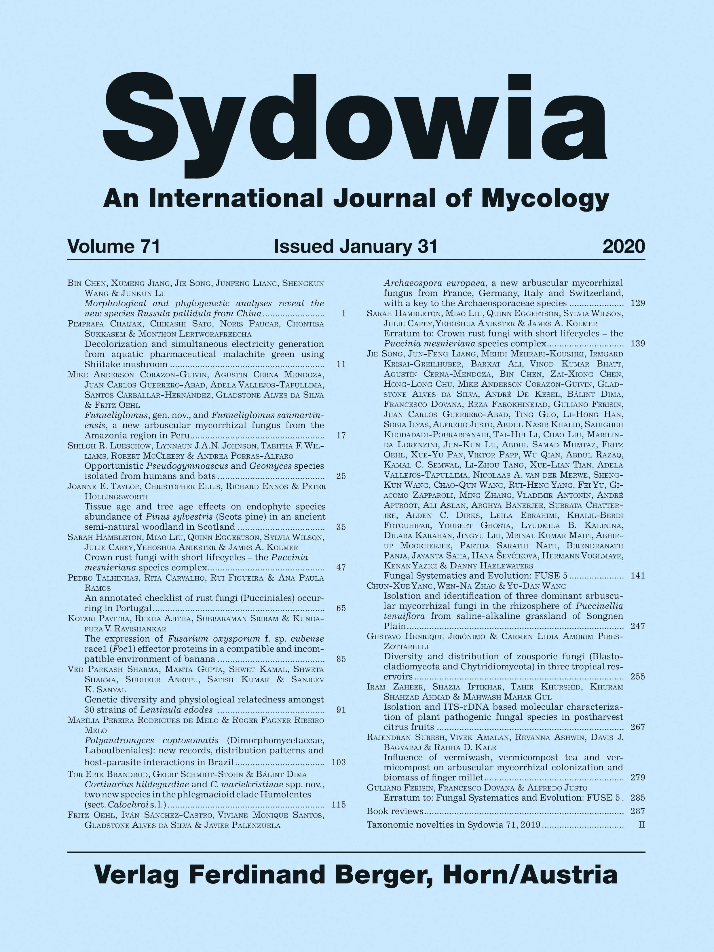 Sydowia Vol. 71 E-Book/S 141-245 OPEN ACCESS